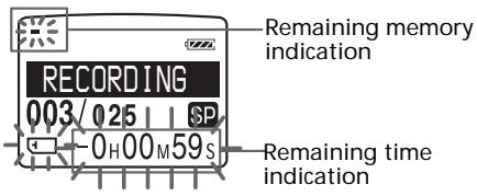 SONY ICD-MS1 - Recording Messages (continued) Remaining memory indication - 1