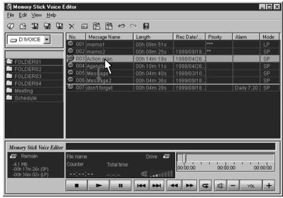 SONY ICD-MS1 - Moving a message or a folder - 1