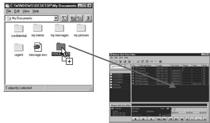 SONY ICD-MS1 - Restoring the VOICE Folder Back to the "Memory Stick" (Replacing) - 1