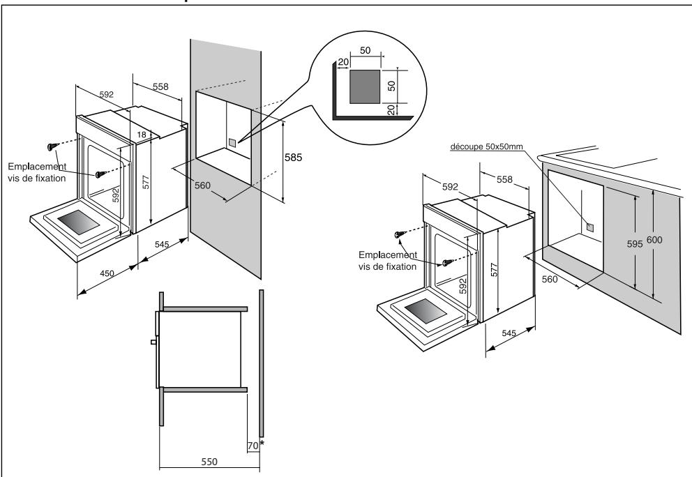 DE DIETRICH DOP 450 - Dimensions utiles pour encastrer votre four - 1