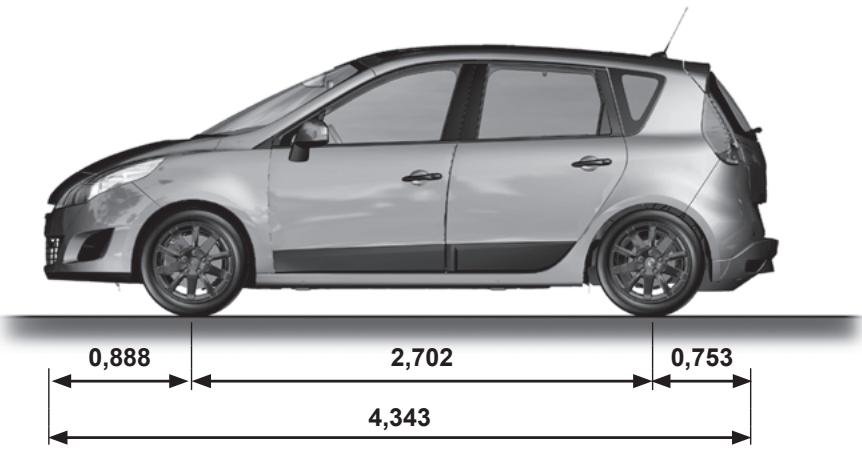 RENAULT SCENIC 3 2010 - DIMENSIONS (en metres) (1/2) - 1