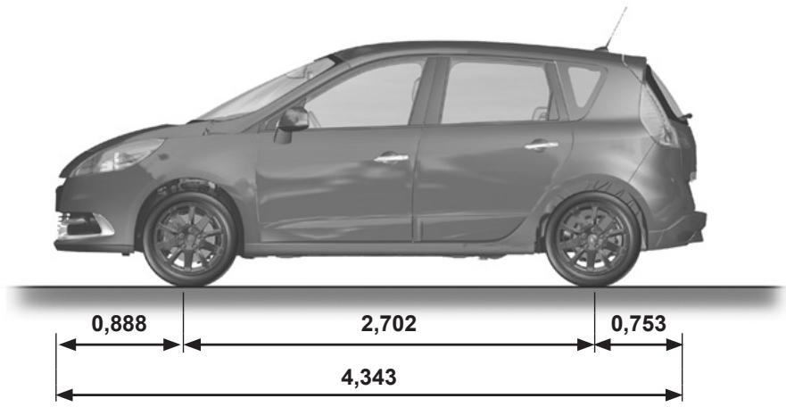 RENAULT SCENIC 3 2012 - DIMENSIONS (en metres) (1/2) - 1
