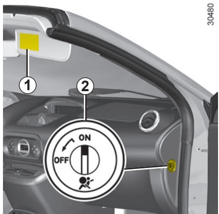 RENAULT WIND 2010 - SECURITE ENFANTS : désactivation, activation airbag passager avant (1/2) - 1
