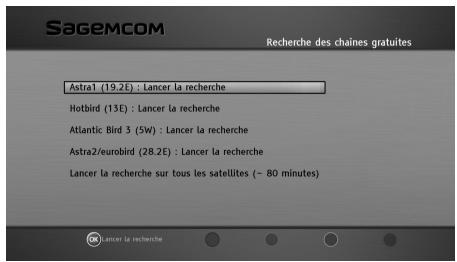 SAGEM BPRSI88-250 HD - Recherche des chaînes gratuites - 1
