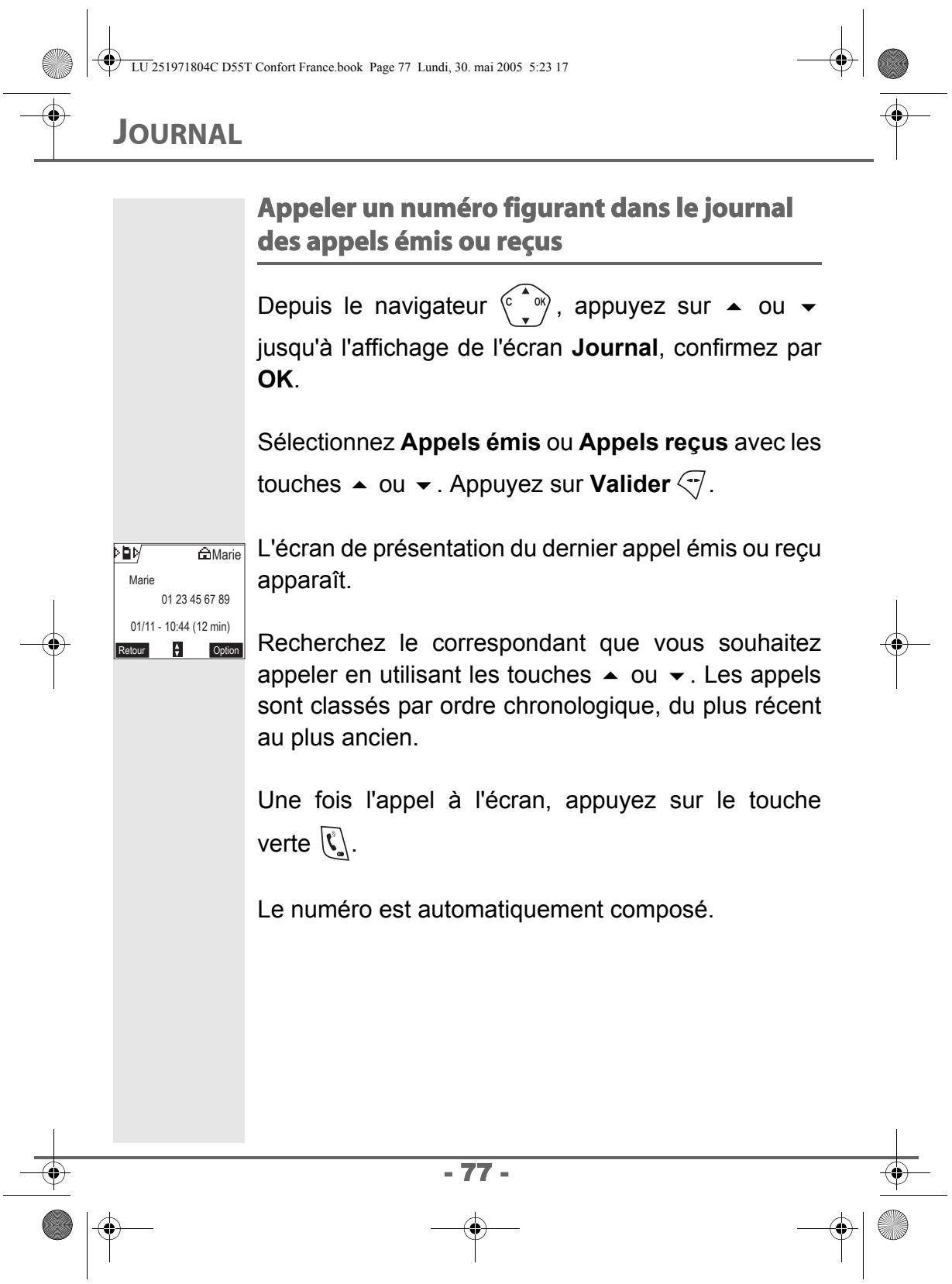 SAGEM D55T - Appeler le dernier numéro composé (BIS) - 2