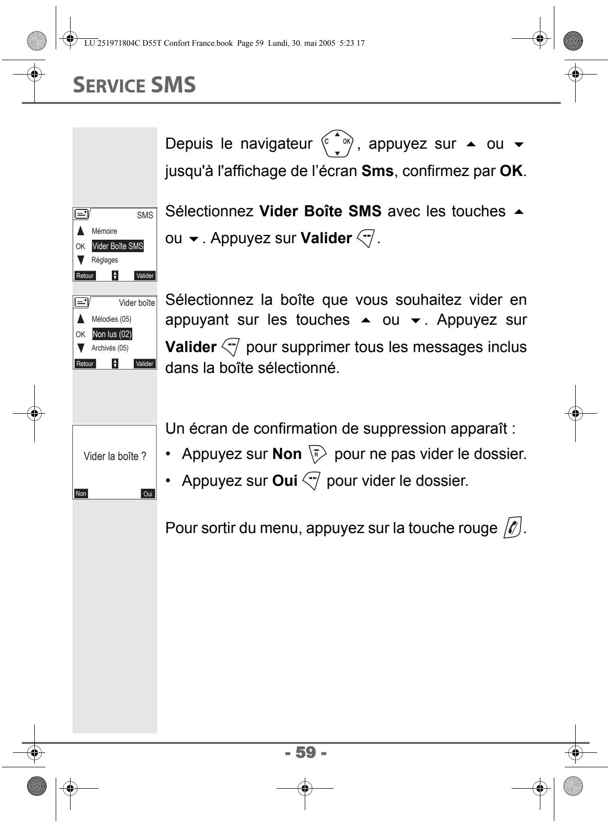 SAGEM D55T - Vider une boîte SMS - 2