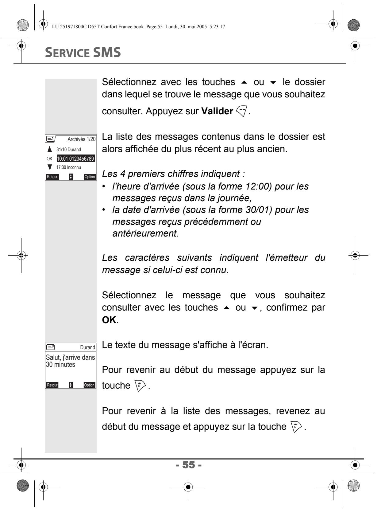 SAGEM D55T - Lire un message - 2