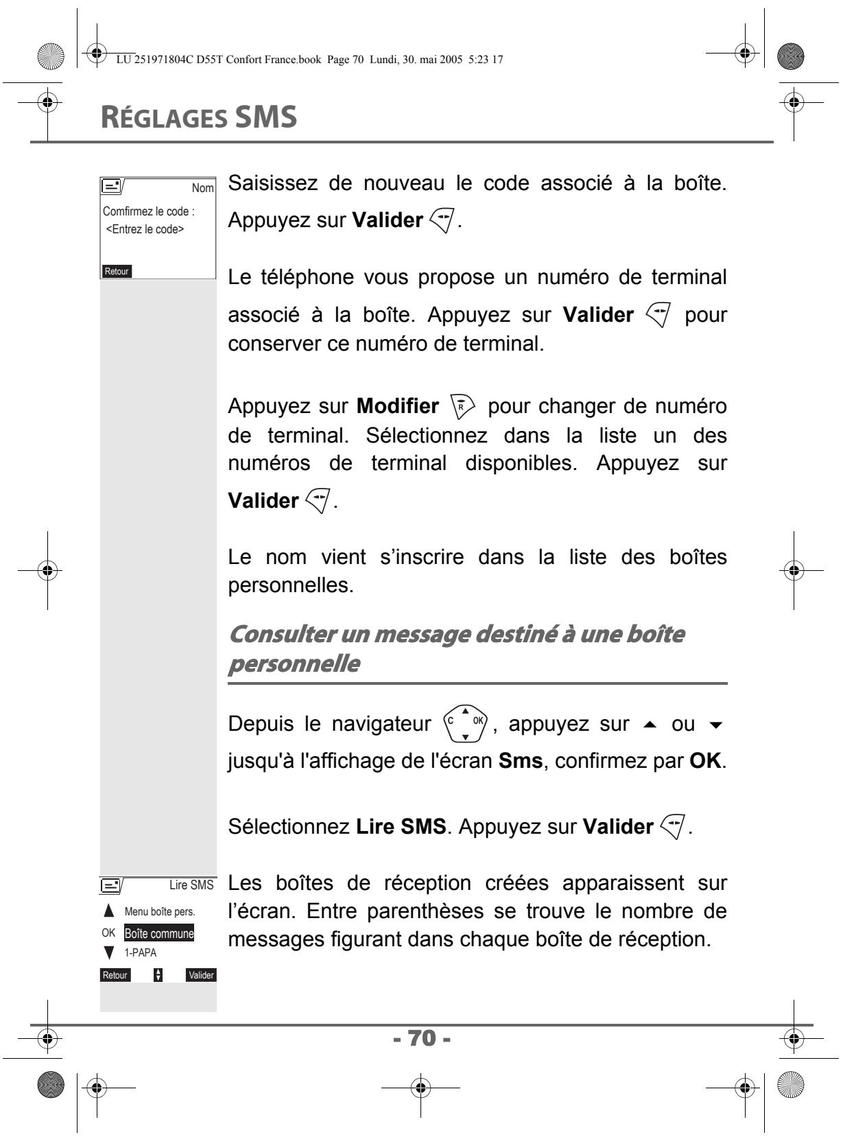 SAGEM D55T - Créer une boîte personnelle - 5