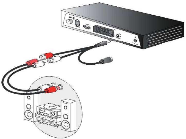 SAGEM DS81 HD - Raccorder un amplificateur équipé de prises audio gauche/droîte (châne Hi-Fi) - 1