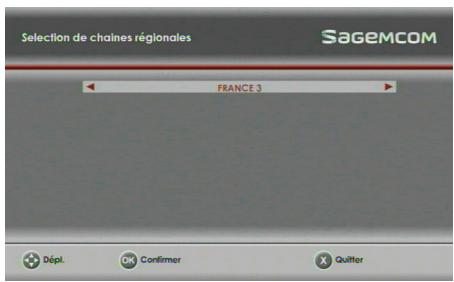 SAGEM DS87 HD,  DS87HD - Choix de la région France 3 - 3