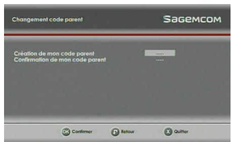 SAGEM DS87 HD,  DS87HD - Changement de code parent - 1