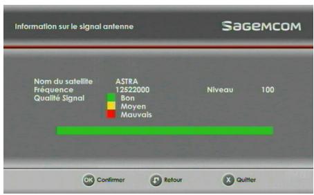 SAGEM DS87 HD,  DS87HD - Information sur le signal antenné - 1