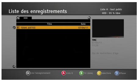 SAGEM DSI89HD - Listedes enregistements - 2
