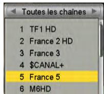SAGEM DT 84 HD - Depuis la liste des chaînes - 1