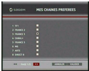 SAGEM DTI85PB HD - Mes chaînes préférentes - 1