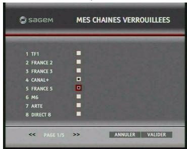 SAGEM DTI85PB HD - Verrouiller des chaînes - 2