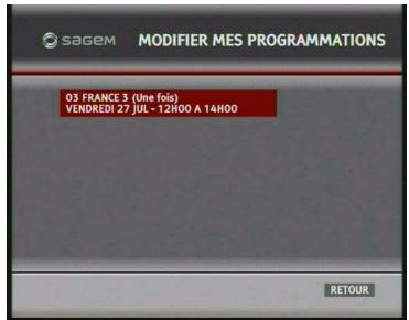 SAGEM DTI85PB HD - Modifier mes programmes - 1