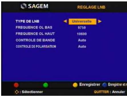 SAGEM ISD75 - Configuration du LNB (tête hyperfréquence) - 1