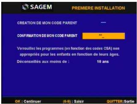 SAGEM ISD75 - Création du code parental et besoin du niveau de protection - 1