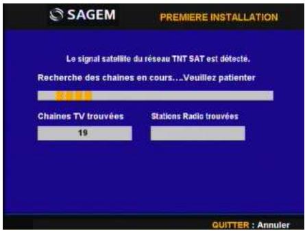 SAGEM ISD75 - Recherche des chaînes du service TNTSAT - 1