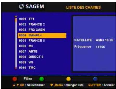 SAGEM ISD75 - Depuis la liste des chaînes - 1
