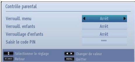 TOSHIBA 22L1333G - Affichage du menu de contrôle parental - 2