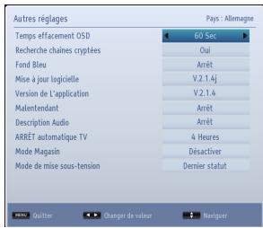 TOSHIBA 32W1334G - Configuration des autres réglages - Généralités - 1