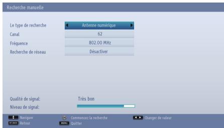 TOSHIBA 32W1334G - Recherche manuelle de l'antenne numérique - 1