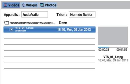 TOSHIBA 39L4333DF,  50L4333DF - Liste des vidéos (USB et lecteur réseau film) - 1