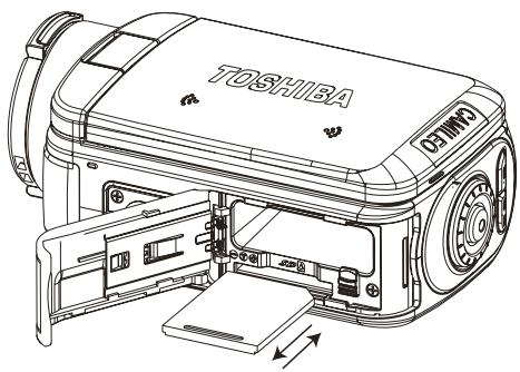 TOSHIBA CAMILEO H30 - Insertion et retrait d'une carte SD (en option) - 1