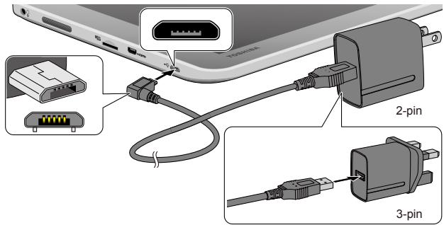 TOSHIBA ENCORE 2 WT10-A-102 (PDW0BE-006029FR),  ENCORE 2 WT10-A-102 (PDW0BE-00Q029FR) - Connexion de l'adaptateur secteur - 4