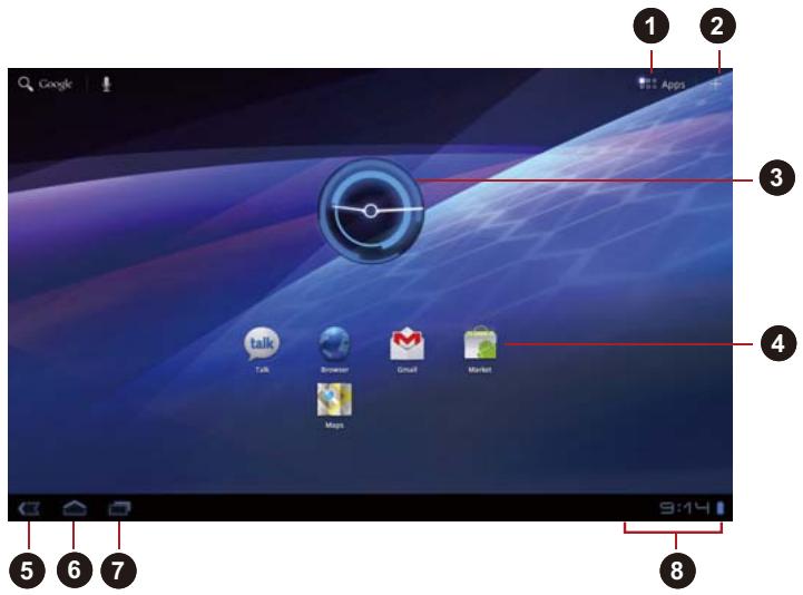 TOSHIBA EXCITE PRO AT10LE-A-108 - Présentation de l'écran d'ACCUEIL - 1