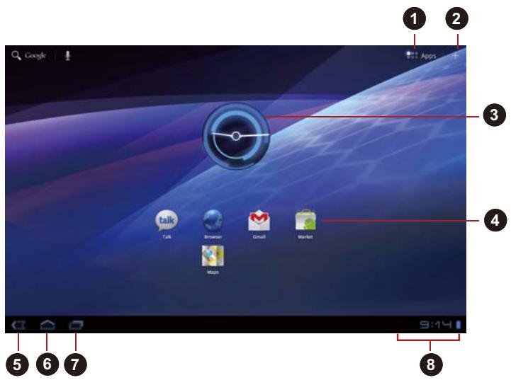 TOSHIBA EXCITE PURE AT10-A-104 - Présentation de l'écran d'ACCUEIL - 1
