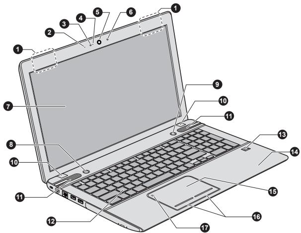 TOSHIBA P850-33M - Vue avant (écran ouvert) - 1