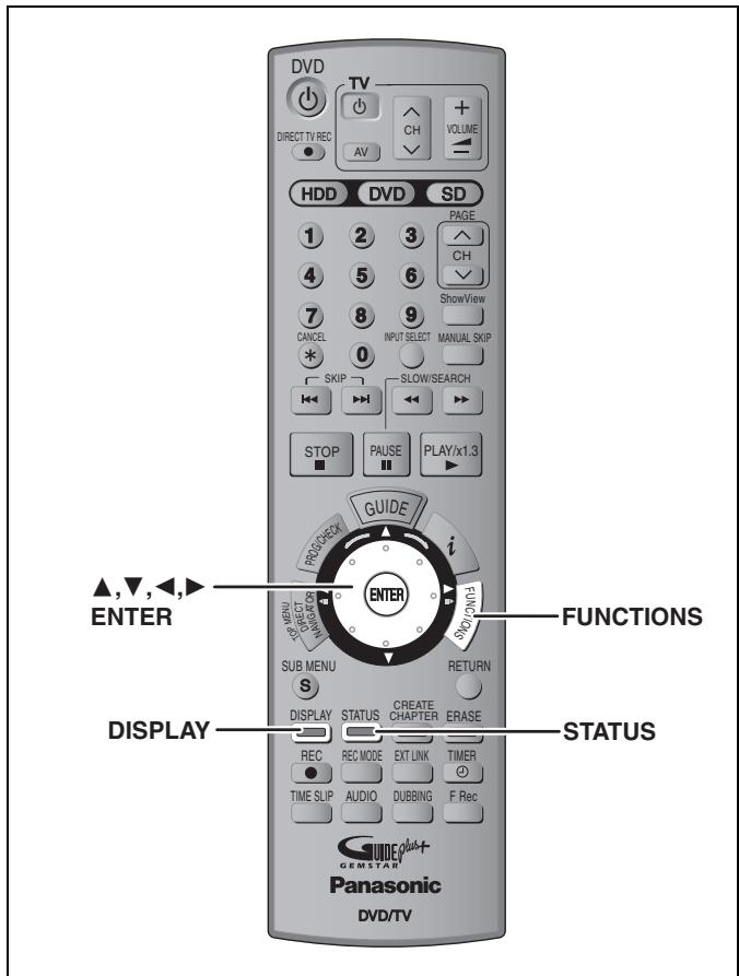 DVD TV DIRECT TV REC AV CH VOLUME HDD DVD SD PAGE 1 2 3 CH ShowView CANCEL 8 9 INPUT SELECT MANUAL SKIP 0 SKIP SLOW/SEARCH STOP PAUSE PLAY/x1.3 GUIDE PRO/CHECK i FUNCTIONS SUB MENU RETURN DISPLAY STATUS CREATE CHAPTER ERASE STATUS REC REC MODE EXT LINK TIMER TIME SLIP AUDIO DUBBING F Rec GEMSTAR Panasonic DVD/TV