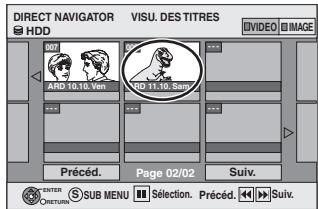 DIRECT NAVIGATOR VISU. DES TITRES HDD 007 ARD 10.10 Ven RD 11.10 Sans Précéd. Page 02/02 Suiv. ENTER CRETRUM SUB MENU Sélection. Précéd. Suiv.