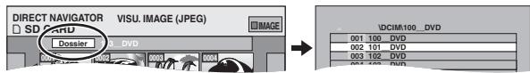 DIRECT NAVIGATOR VISU. IMAGE (JPEG) SD CARD Dossier 001 100 DVD 002 101 DVD 003 102 DVD 004 103 DVD IDCIM/100_DVD