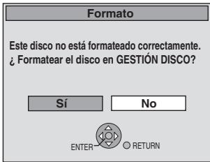 Formato Este disco no está formateado correctamente. ¿ Formatear el disco en GESTIÓN DISCO? Sí No ENTER RETURN