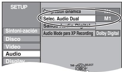 SETUP Compression dinamica Select. Audio Dual M1 Sainu Audio Digital Audio Mode para XP Recording Dolby Digital Sintoni-zación Disco Video Audio Display
