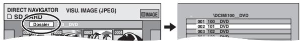 DIRECT NAVIGATOR VISU. IMAGE (JPEG) SD CARD Dossier 001 100 DVD 002 101 DVD 003 102 DVD 004 103 DVD UDCIM:100_DVD