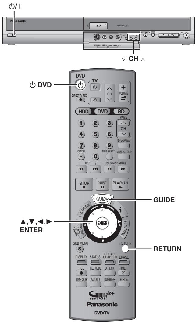 Panasonic DVD HDD DVD SD S V CH AV VOLUME CH DNDVD DVD DIRECT TV REC 1 2 3 4 5 6 7 8 9 CANCEL INPUT SELECT MANUAL SKIP SKIP SLOW/SEARCH STOP PAUSE PLAY/x1.3 GUIDE i PROCHECK ENTER SUB MENU RETURN DISPLAY STATUS CREATE CHAPTER ERASE REC REC MODE EXT LINK TIMER TIME SLIP AUDIO DUBBING F Rec GUIDE plus+ GEM STAR Panasonic DVD/TV