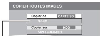 COPIER TOUTES IMAGES Copier de CARTE SD \DCIM Copier sur HDD \JPEG\DCIM001