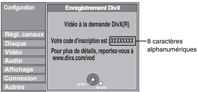 PANASONIC DMR-EH65 - Affichage du code d'enregistrement del'appareil. - 1