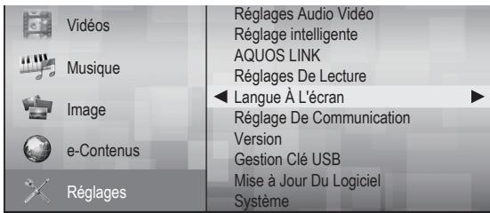 SHARP BD-HP25S/HP35S - Modification de la langue de l'affichage à l'écran - 1