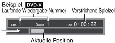 Beispiel: DVD-V Laufende Wiedergabe-Nummer Verstrichene Spielzeit Title 1 Chapter 1 Time 0 : 00 : 22 Aktuelle Position