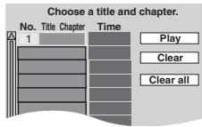 Choose a title and chapter. No. Title Chapter Time 1 Play Clear Clear all