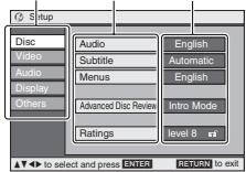 PANASONIC DVD-LS82 - Modification des réglages du lecteur - 3