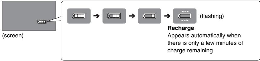 PANASONIC DVD-LS82 - Checking the remaining battery charge - 1