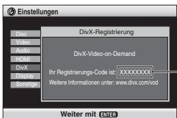 PANASONIC DVD-S100 - Anzeige des Registrierungscodes des Gerätes - 1