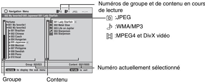PANASONIC DVD-S295EG - Lecture à partir de l'élement sélectionné (Navigation Menu) - 1